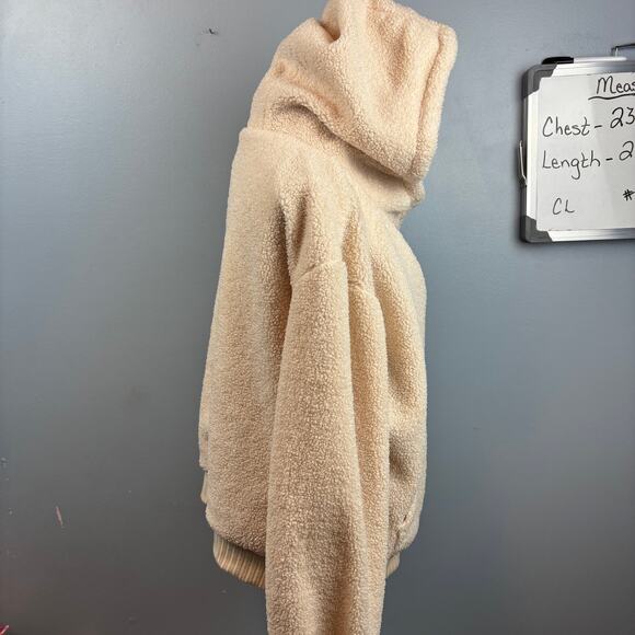 Anthropologie Porridge Gillian Sherpa Hoodie Jacket Coat Cream Cozy Large - Picture 6 of 9